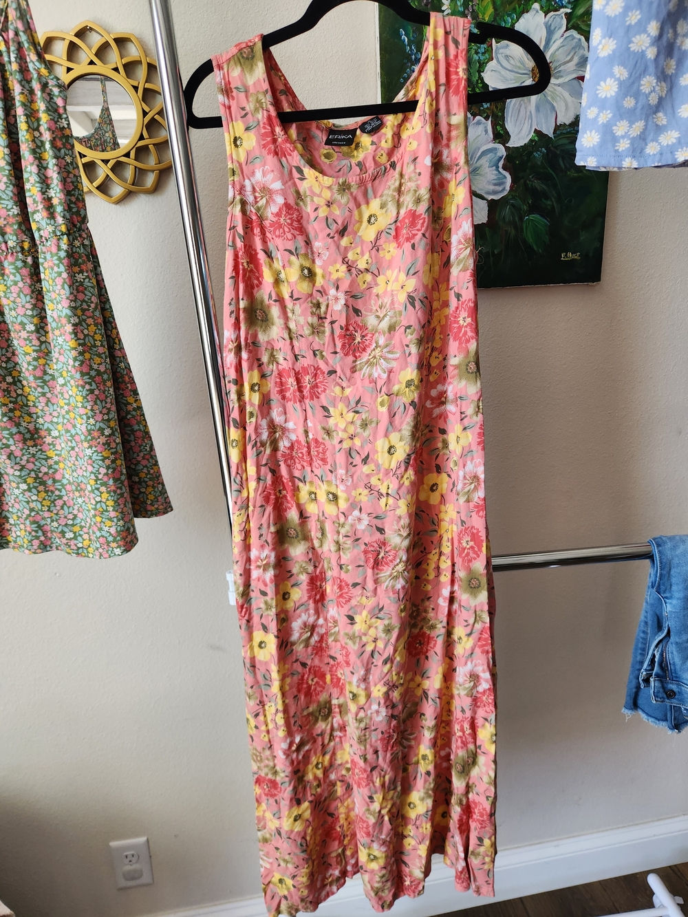 Erika Pink Floral & Yellow Maxi Dress